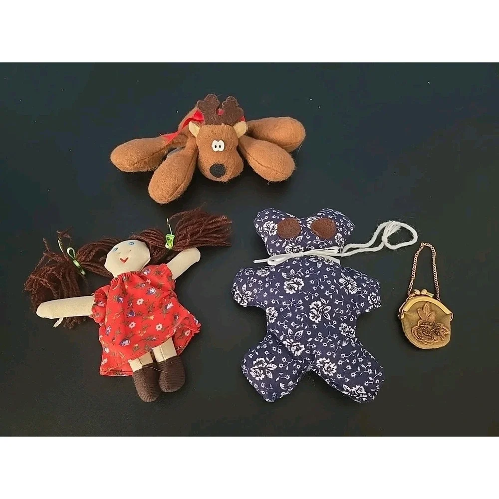 Vth Lot Christmas Decorations Ornaments Hallmark Rodney Handmade Doll Bear Purse